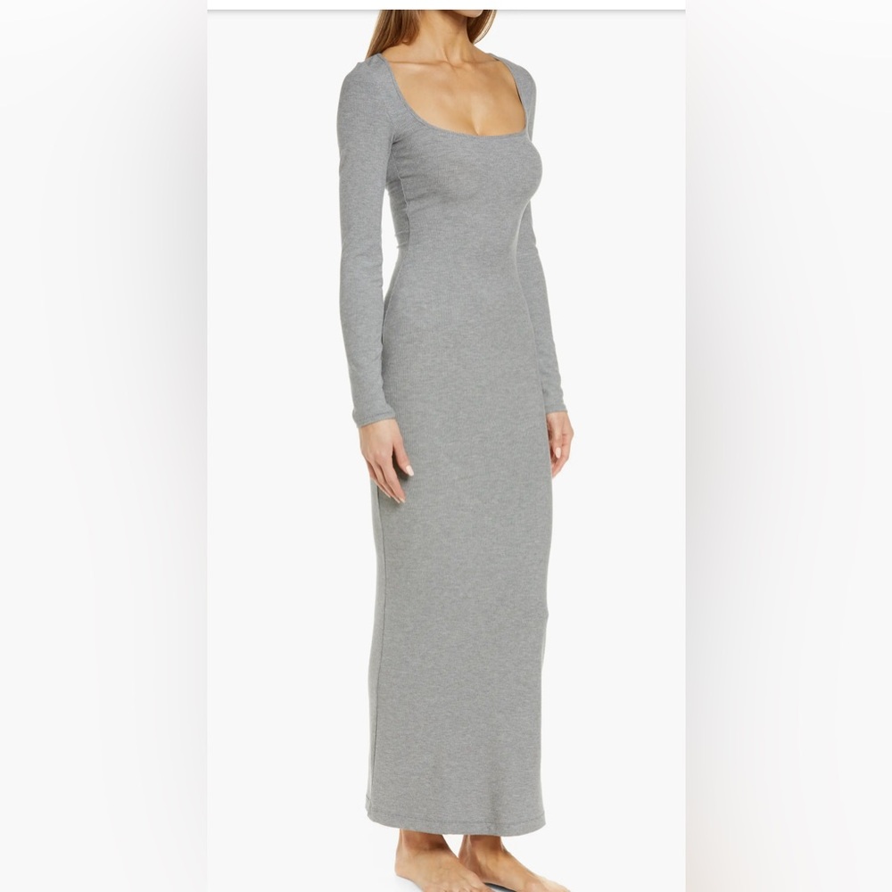 SKIMS Soft Lounge Long Sleeve Dress Heather Grey Sizes XL & 4X
